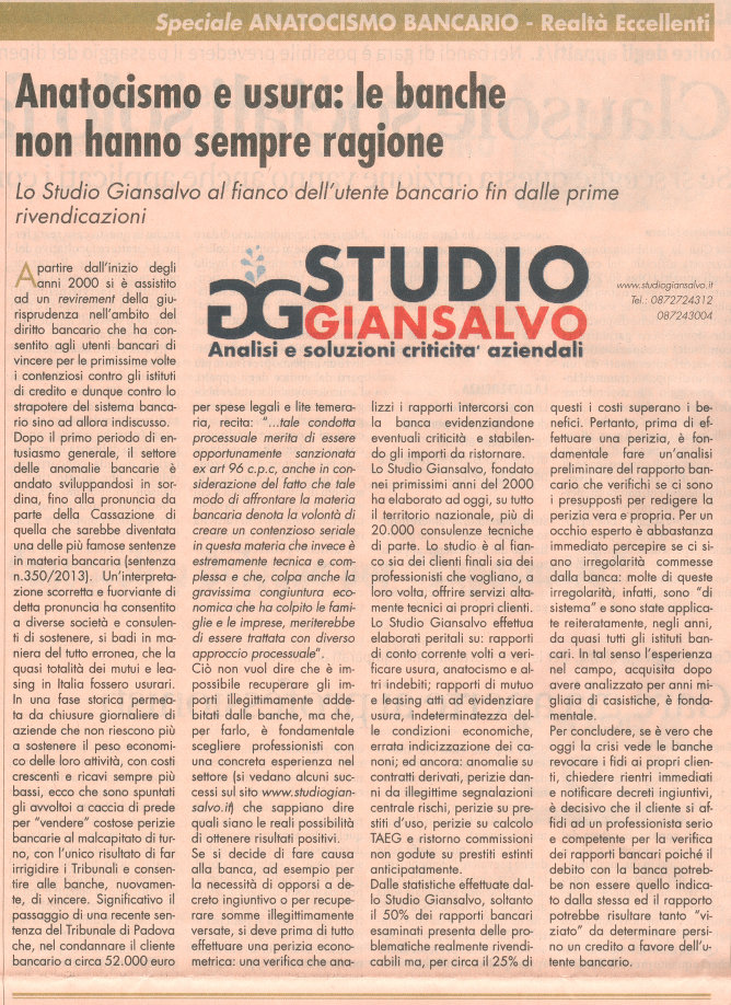 Articolo Studio Giansalvo su Il sole 24 ore L'articolo dello Studio Giansalvo su Il sole 24 ore